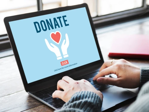 Laptop showing a donations screen